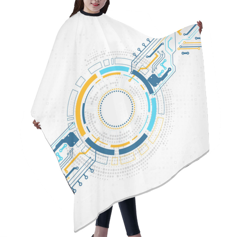 Personality  Vector Illustration, Hi-tech Digital Technology And Engineering Theme Hair Cutting Cape