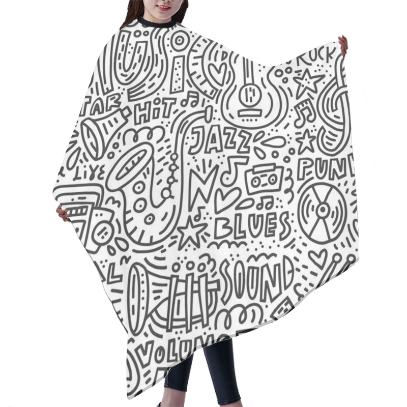 Personality  Music Doodle Illustration Hair Cutting Cape