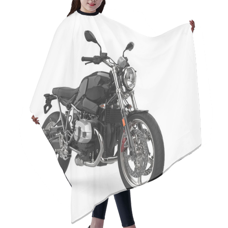 Personality  Black Shiny New Modern Muscle Motorcycle - 3D Illustration Hair Cutting Cape