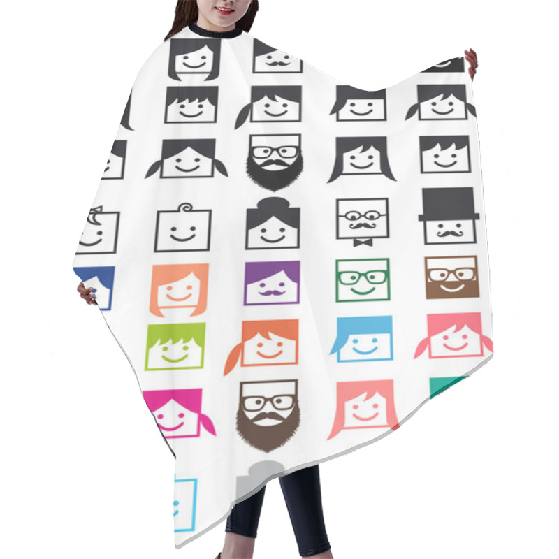 Personality  User Avatars, Vector People Icon Set Hair Cutting Cape