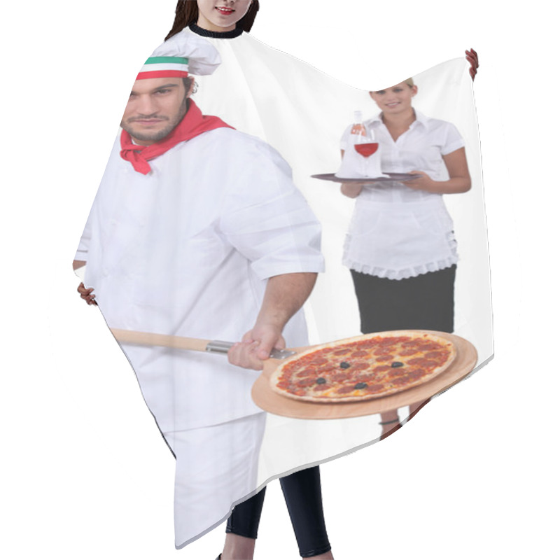 Personality  Pizza Chef And A Wine Waitress Hair Cutting Cape