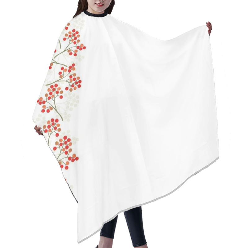 Personality  Messy Red Orange Rowan Berry Mountain Ash Berries Beautiful Delicate Autumn Season Seamless Vertical Border On White Background Hair Cutting Cape