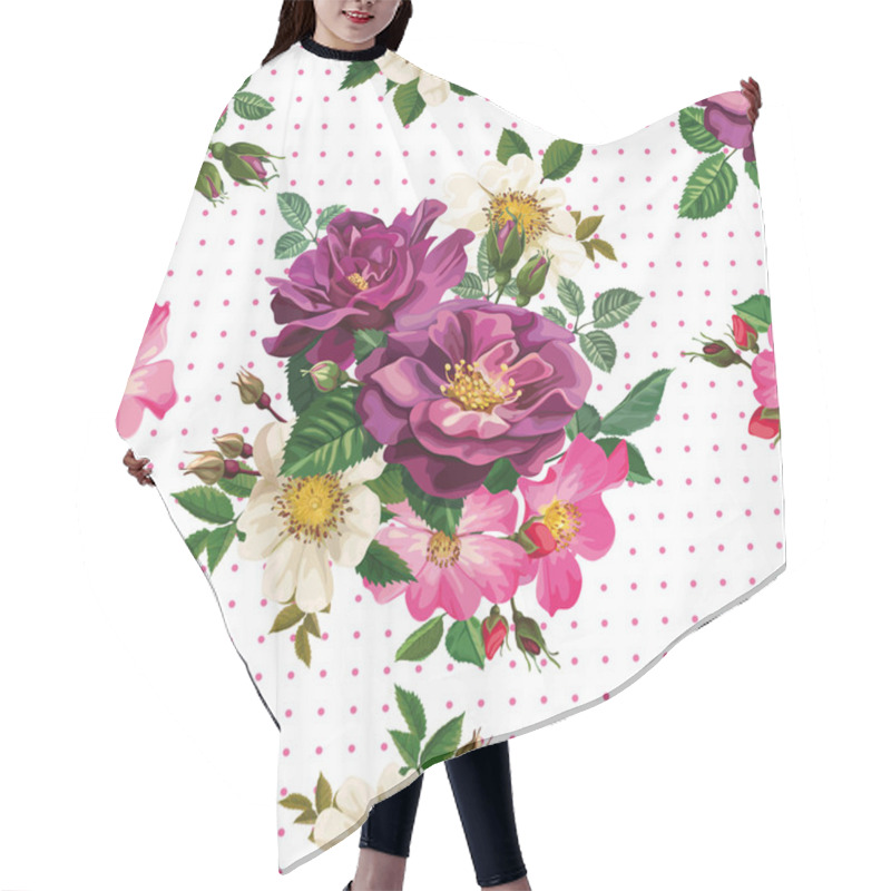 Personality  Seamless Pattern, Bouquet Of Flowers Hair Cutting Cape