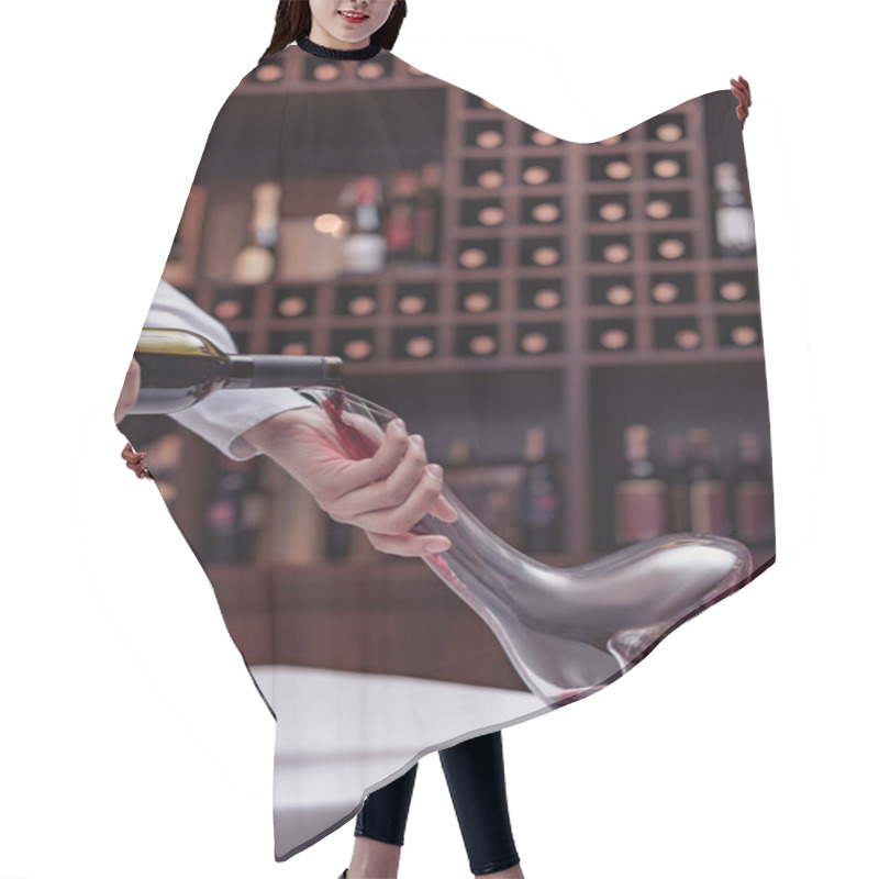 Personality  Sommelier Pouring Red Wine Hair Cutting Cape