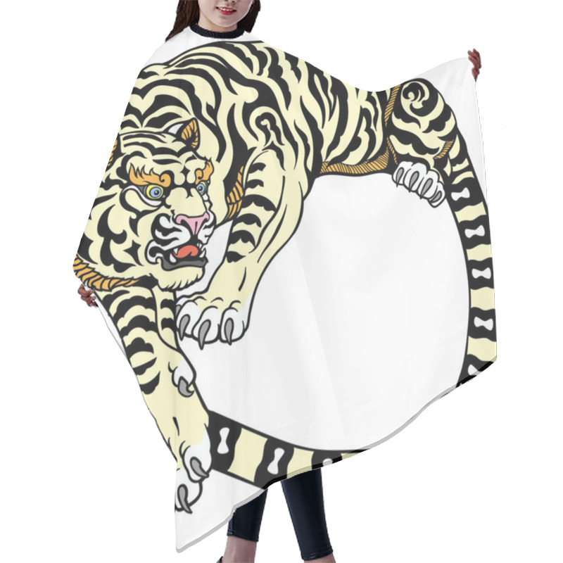 Personality  White Tiger, Stylized Peaceful Big Cat. Chinese Astrological Sign. Celestial Feng Shui Animal. Vector Illustration Hair Cutting Cape