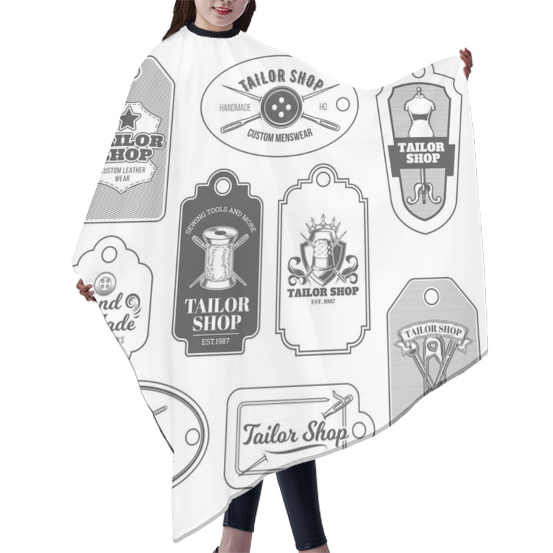 Personality  Set Of Vector Tailor Emblem, Signage Hair Cutting Cape