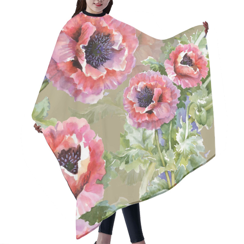 Personality  Blooming Poppy  Flowers Hair Cutting Cape