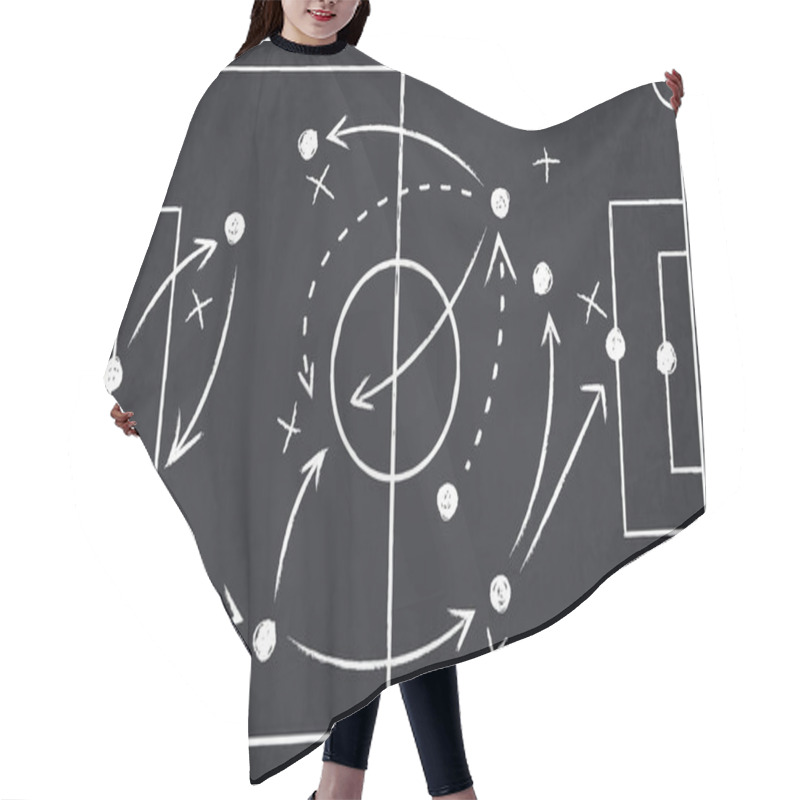 Personality  Chalk Soccer Strategy. Football Team Strategy And Play Tactic, Soccer Cup Championship Chalkboard Game Formation Vector Illustration Set Hair Cutting Cape