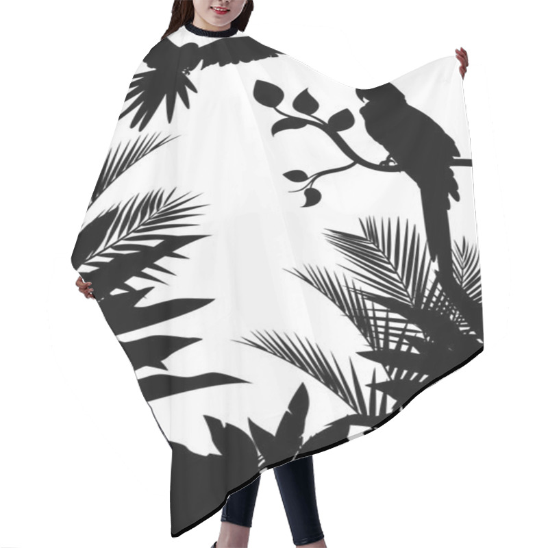 Personality  Silhouette Of Macaw And Tropical Forest Background Hair Cutting Cape