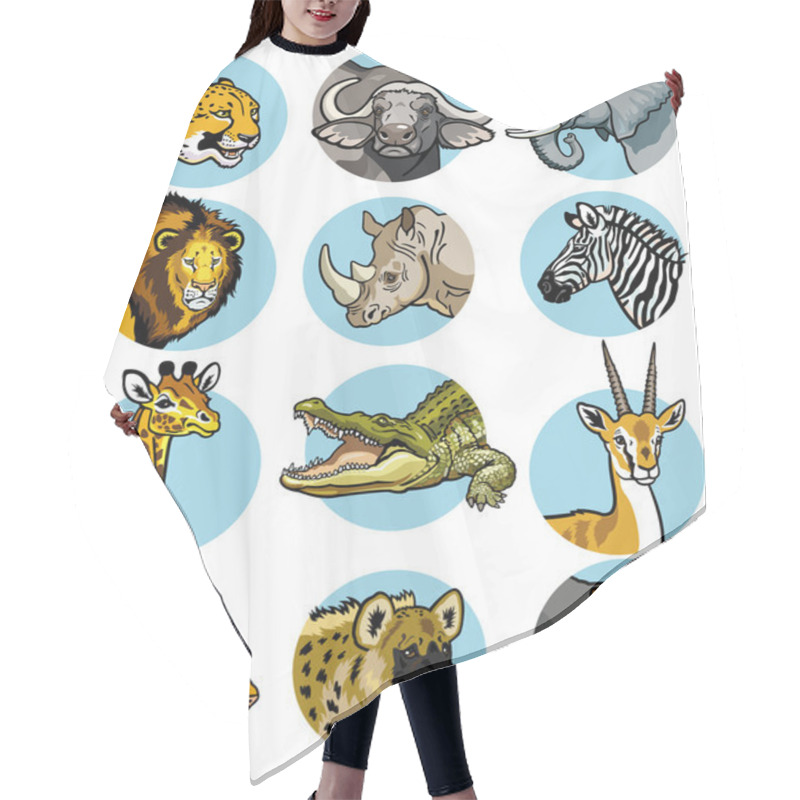 Personality  Icons Set With African Animals Hair Cutting Cape