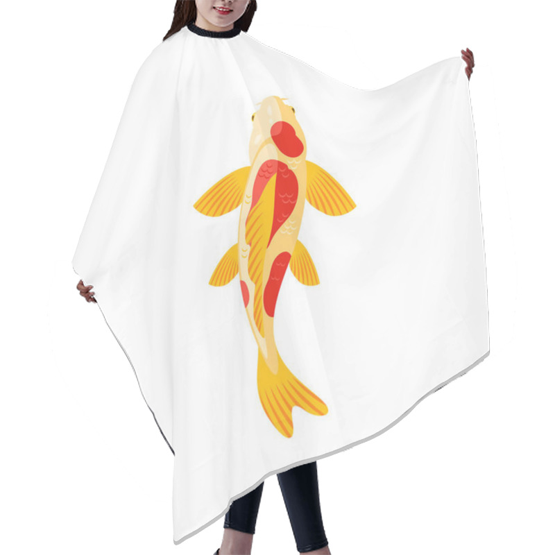 Personality  Koi Carp Japanese Or Chinese Gold Fish, Vector Golden And Red Colored Goldfish. Cartoon Underwater Animal, Traditional Symbol Of Asian Culture Top View Isolated On White Background Hair Cutting Cape