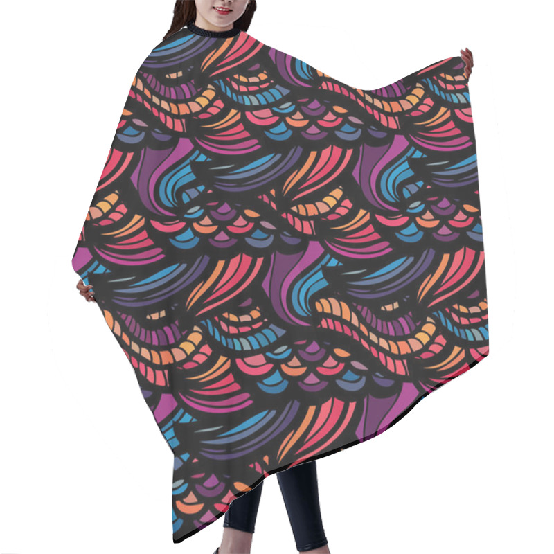 Personality  Mosaic Vector Seamless Pattern With Waves Hair Cutting Cape