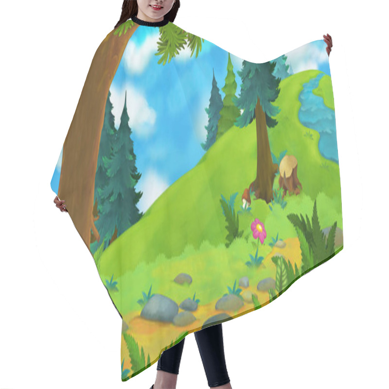 Personality  Cartoon Summer Scene With Path In The Forest - Nobody On Scene - Illustration For Children Hair Cutting Cape