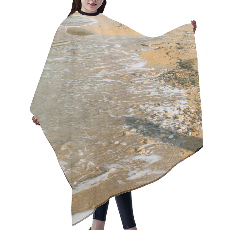 Personality  Shadows On Sandy Beach With Stones Near Sea  Hair Cutting Cape