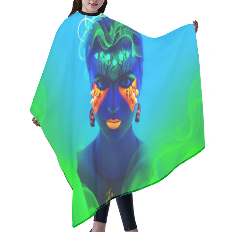 Personality  Blue Neon Make Up Hair Cutting Cape