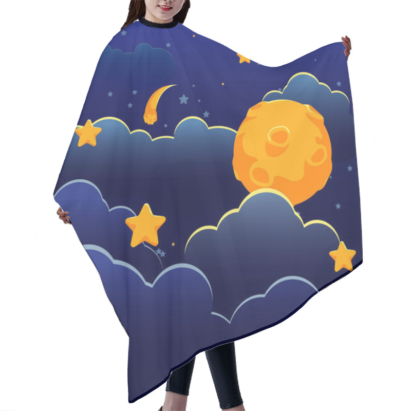 Personality  Cartoon Full Moon And Stars Hair Cutting Cape