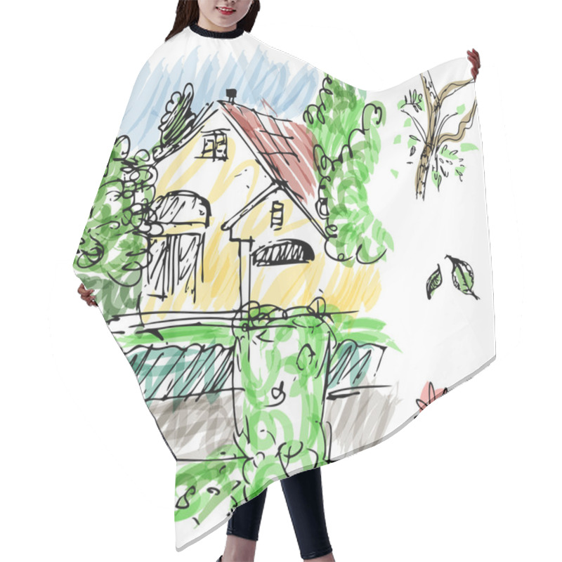 Personality  Garden House Sketch Hair Cutting Cape