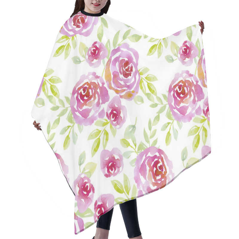 Personality  Pink Pastel Elegant Roses On White Background. Seamless Pattern  Hair Cutting Cape