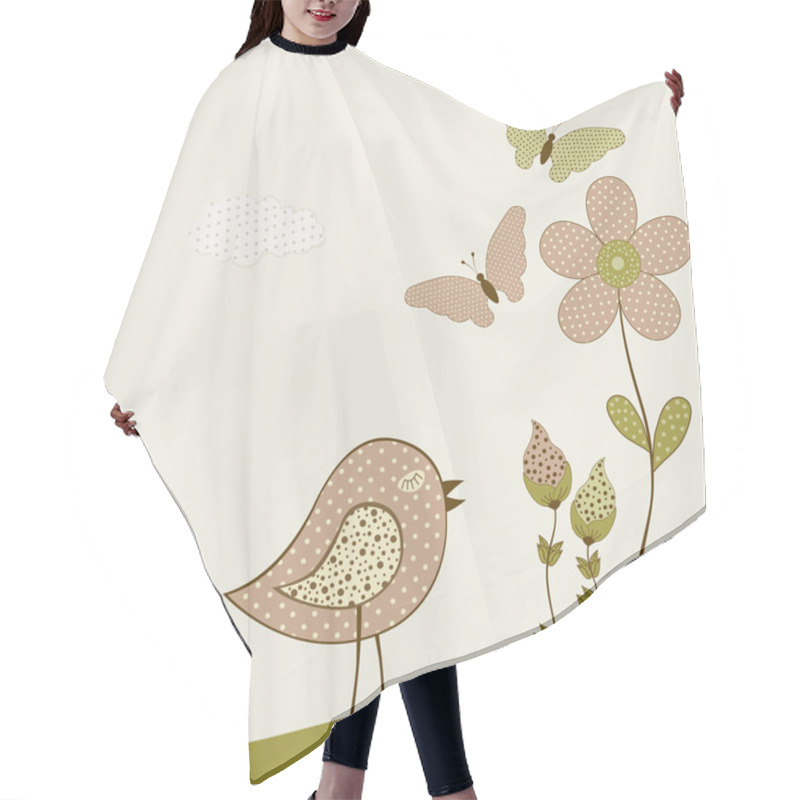 Personality  Cute Birds And Butterflies And Flowers.  Hair Cutting Cape