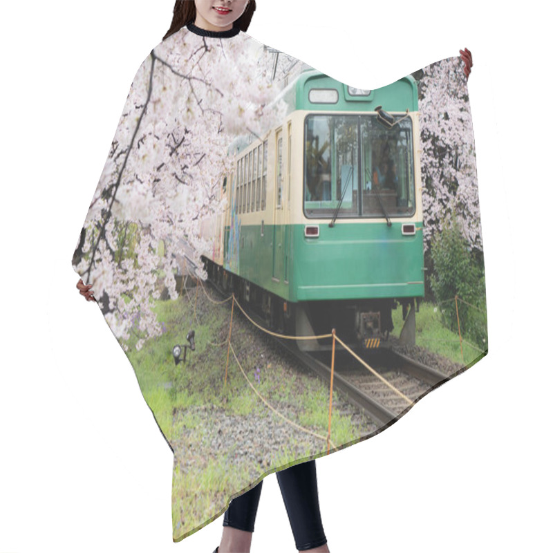 Personality  View Of Kyoto Local Train Traveling On Rail Tracks With Flourish Hair Cutting Cape