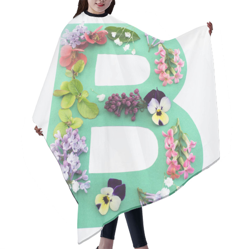 Personality  Letter B Made Of Spring Flowers And Paper Hair Cutting Cape