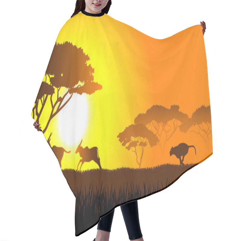 Personality  African Savanna An Evening Landscape Hair Cutting Cape