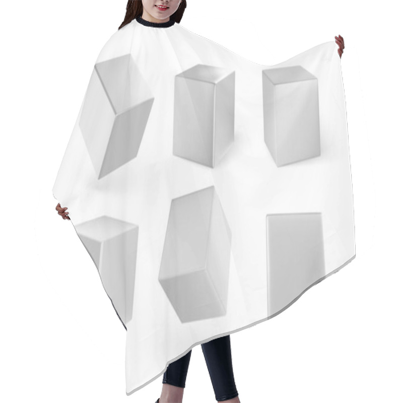 Personality  White Blocks. 3d Modeling White Cubes Vector Illustration Hair Cutting Cape