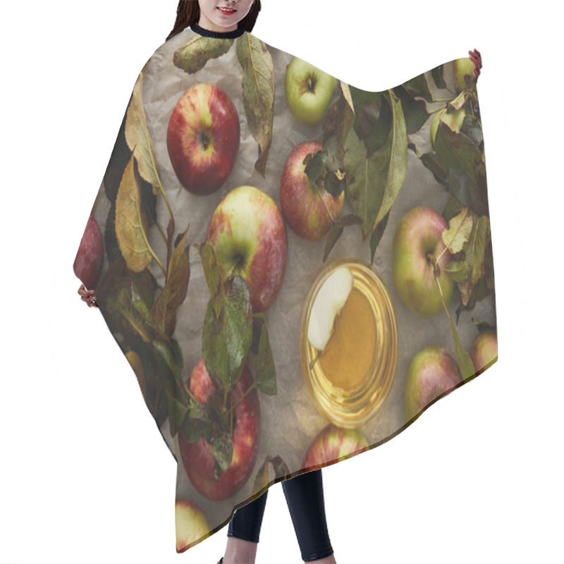 Personality  Top View Of Glass With Cider Near Scattered Apples Hair Cutting Cape