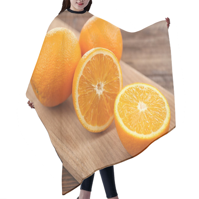 Personality  Fresh Oranges On Cutting Board Hair Cutting Cape