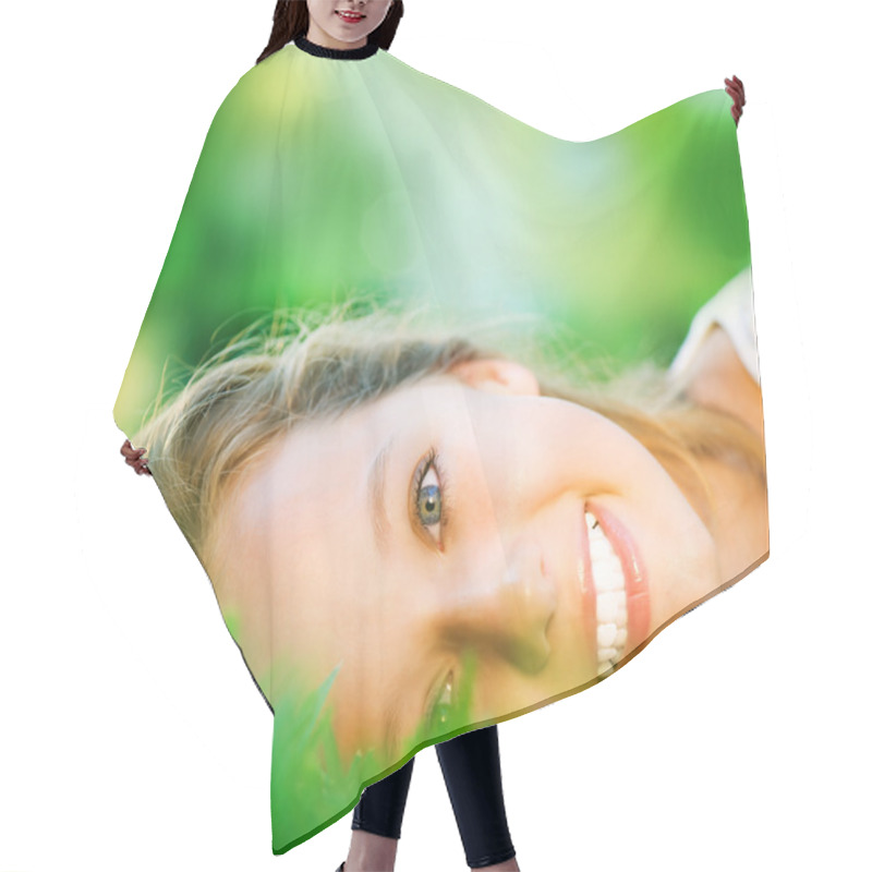 Personality  Spring Girl In Green Grass Hair Cutting Cape