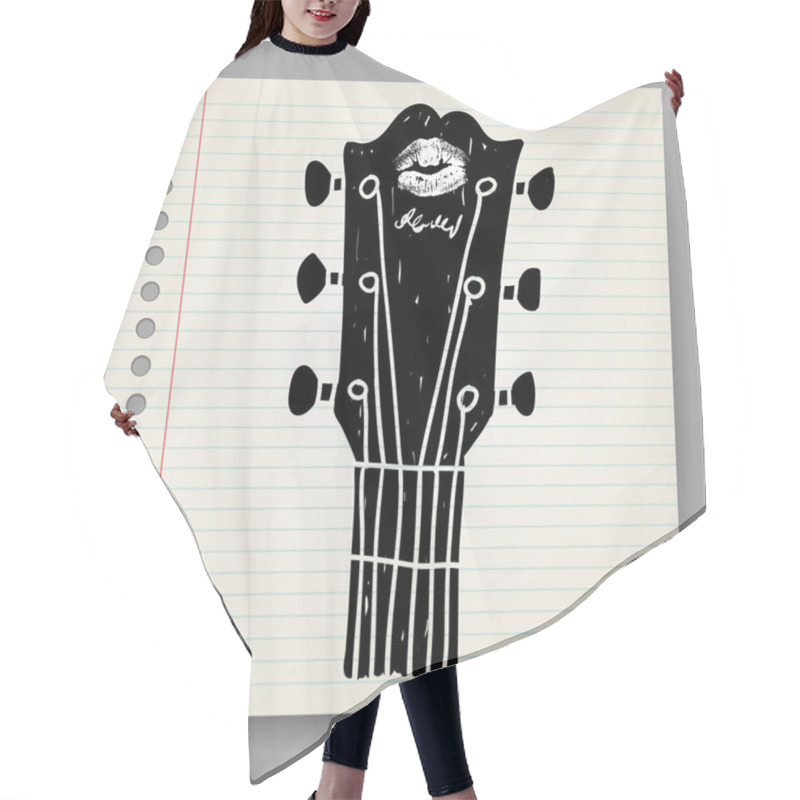 Personality  Vector Sketch Of An Acoustic Guitar Neck Hair Cutting Cape