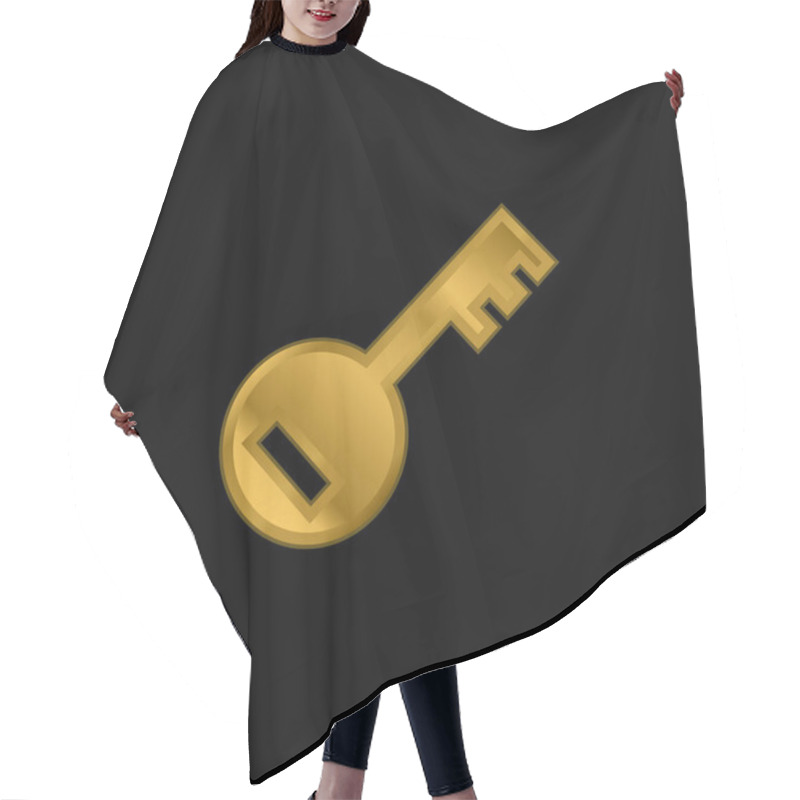 Personality  Account PassKey Gold Plated Metalic Icon Or Logo Vector Hair Cutting Cape