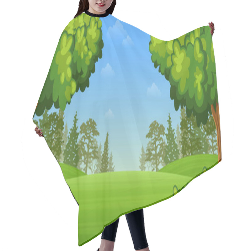 Personality  Beautiful Summer Landscape With Street Hair Cutting Cape