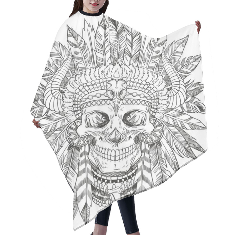 Personality  Indian Chief Skull Hair Cutting Cape