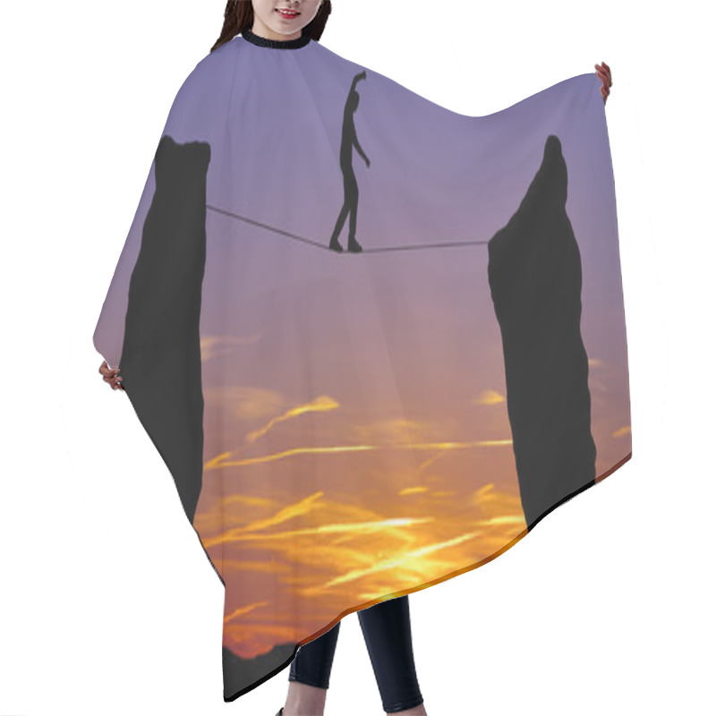 Personality  Silhouette Of A Man Walking On The Tightrope  Hair Cutting Cape