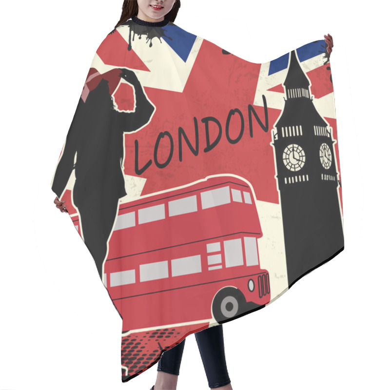 Personality  London Retro Poster Hair Cutting Cape