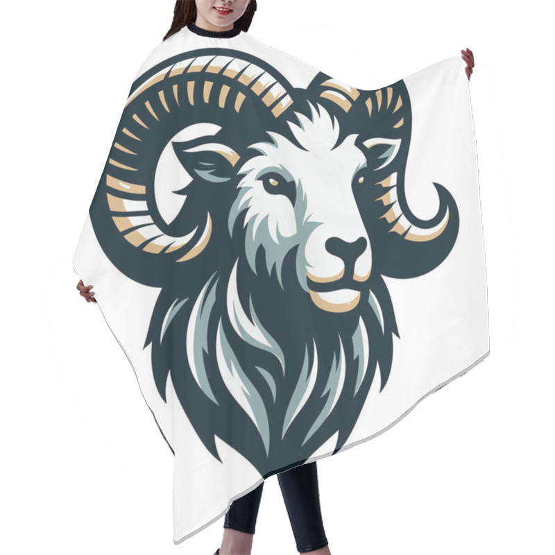 Personality  Bighorn Horned Ram Sheep Head Face Vector Illustration, Farm Pet, Animal Livestock, Butchery Meat Shop Element, Agriculture Concept, Design Isolated On White Background  Hair Cutting Cape