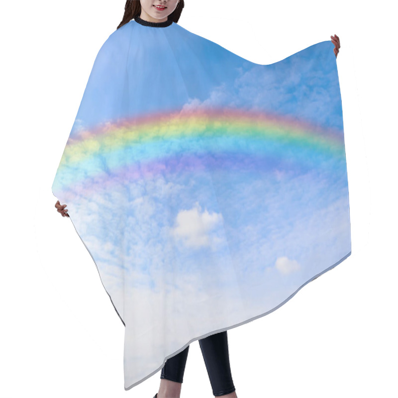 Personality  Beautiful Rainbow In Blue Sky With White Clouds On Sunny Day Hair Cutting Cape