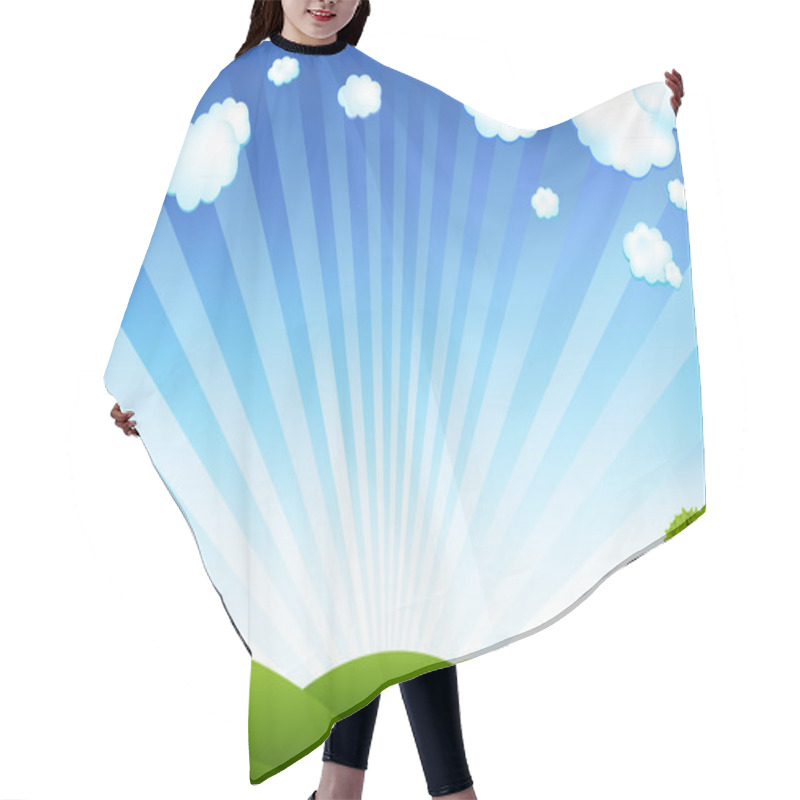 Personality  Green Field And Blue Sky Hair Cutting Cape