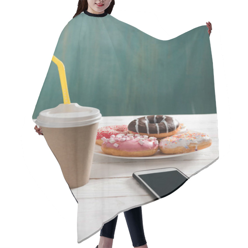 Personality  Breakfast With Coffee And Donuts Hair Cutting Cape