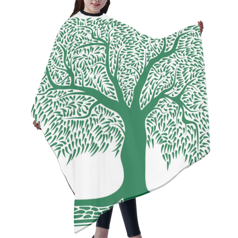 Personality  Abstract Green Tree In Square Shape. Hair Cutting Cape