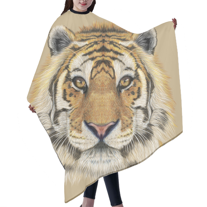 Personality  Portrait Of A Tiger. Hair Cutting Cape