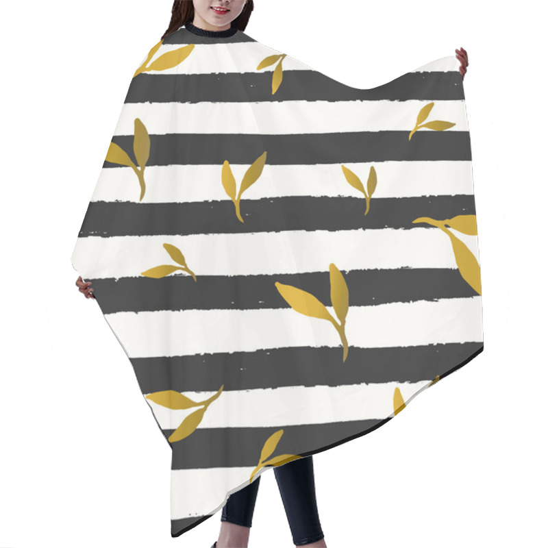 Personality  Leaves And Stripes Seamless Pattern Hair Cutting Cape