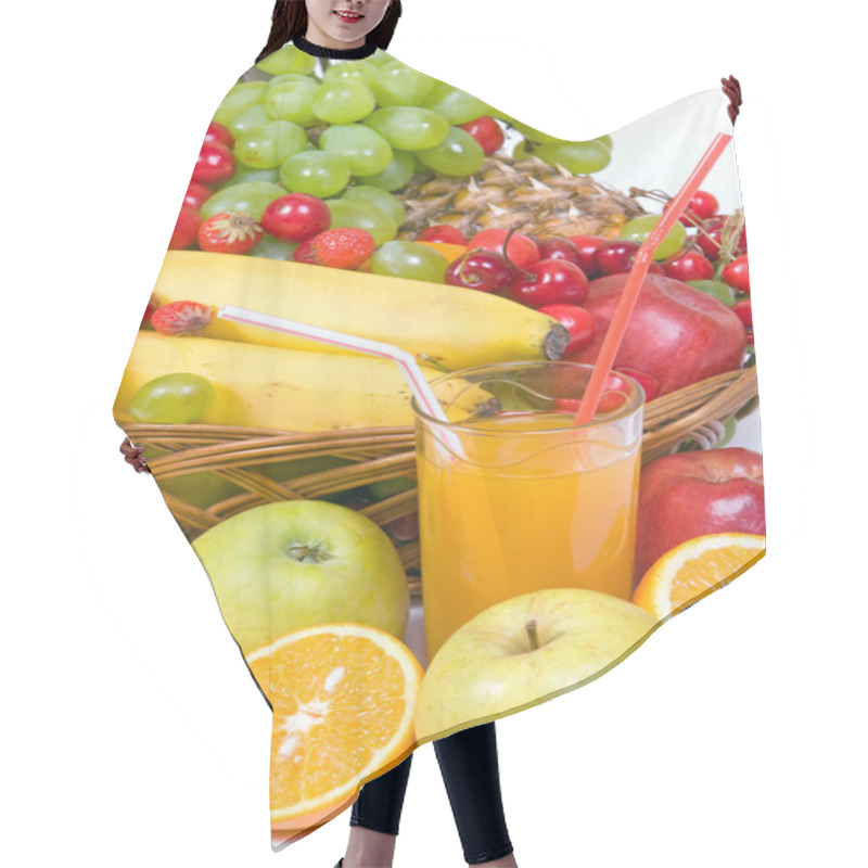 Personality  Punnet With Fruits And Juice Hair Cutting Cape