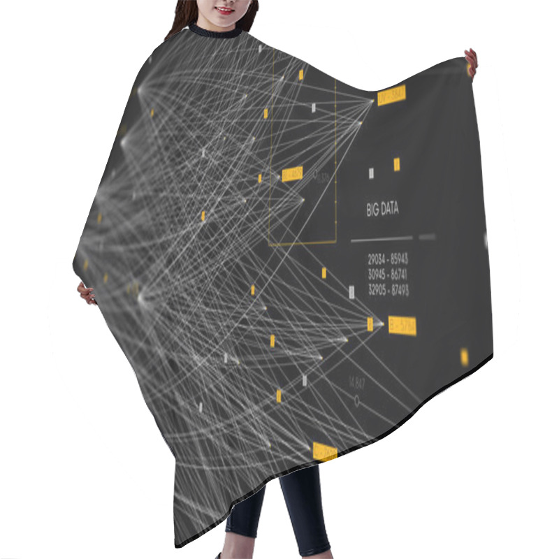 Personality  Big Complex Data Neural Network, Information Data Visualization Concept, Business Analytics, Technology Background, Monitor Screen In Perspective Hair Cutting Cape