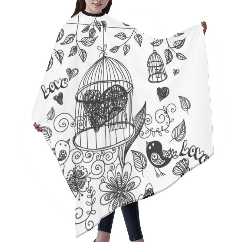 Personality  Bird Cage And The Heart Hair Cutting Cape