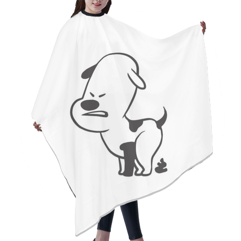 Personality  Funny Little Dog Pooping, Monochrome Style Hair Cutting Cape