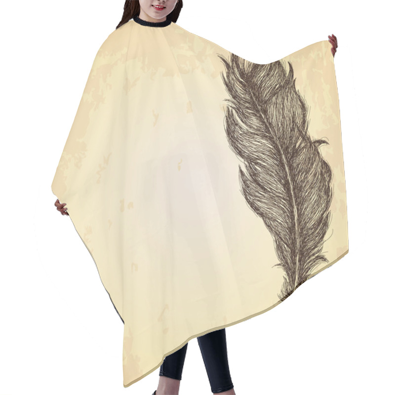 Personality  Sketch Of The Feather On Grungy Texture Hair Cutting Cape