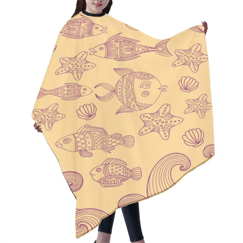 Personality  Sea Ornate Fish Vector Set Hair Cutting Cape