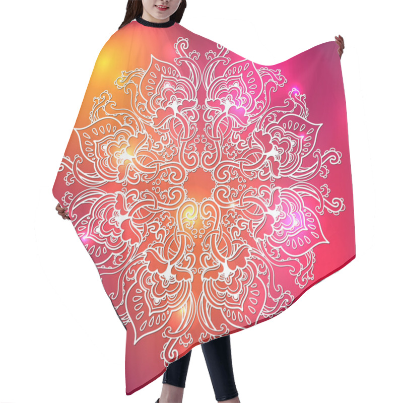 Personality  Ornamental Floral Lace Pattern. Kaleidoscopic Rainbow Floral Pattern, Mandala. Hair Cutting Cape